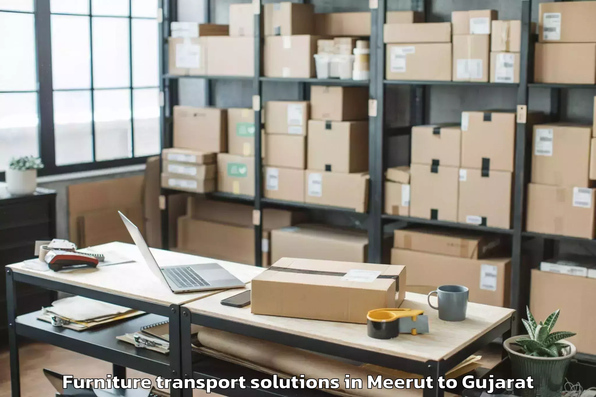 Top Meerut to Tharad Furniture Transport Solutions Available